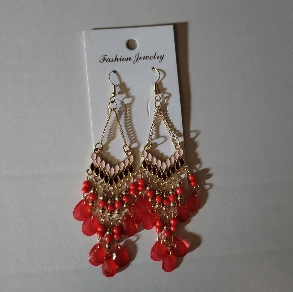 Red Dangle Earrings